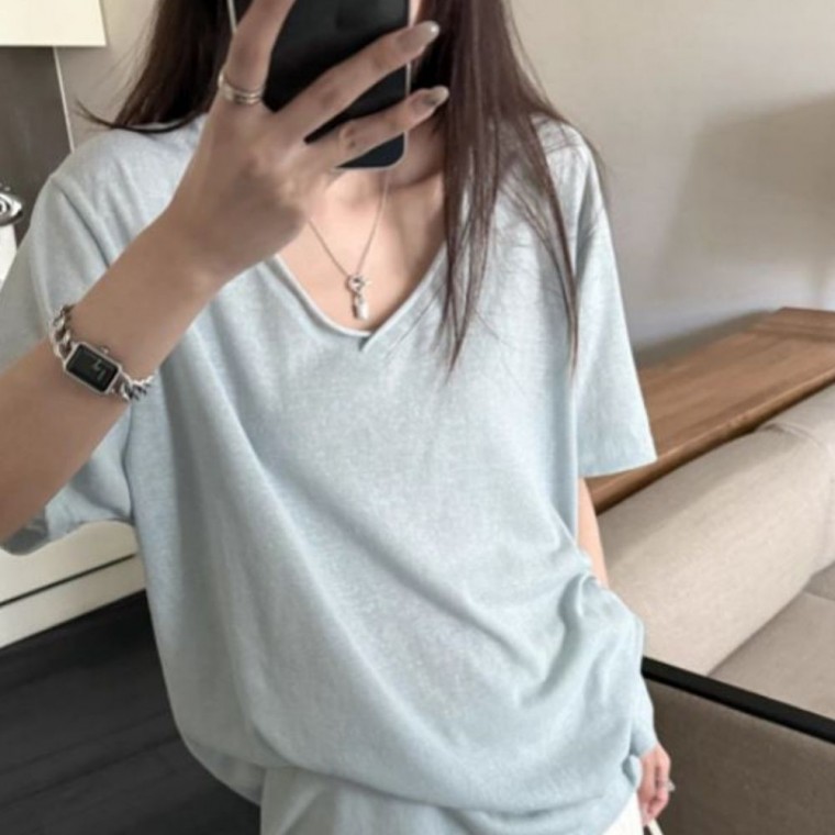 소프트 무드 브이넥 루즈핏 반팔티 JSC-d0242