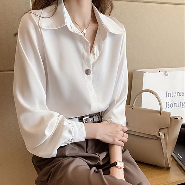 셔링 블라우스 남방 카라셔츠 쉬폰 LK-S012